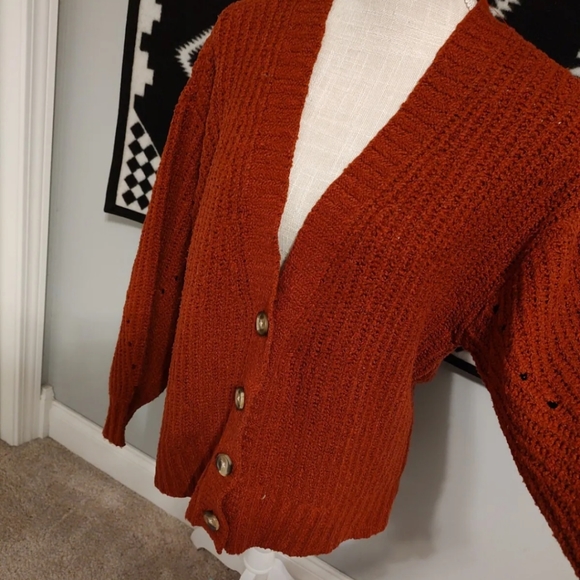 ❤️🔥EUC American Eagle Ladie's Oversized Campus Fit Button Front Cardigan, Rust - Picture 7 of 12